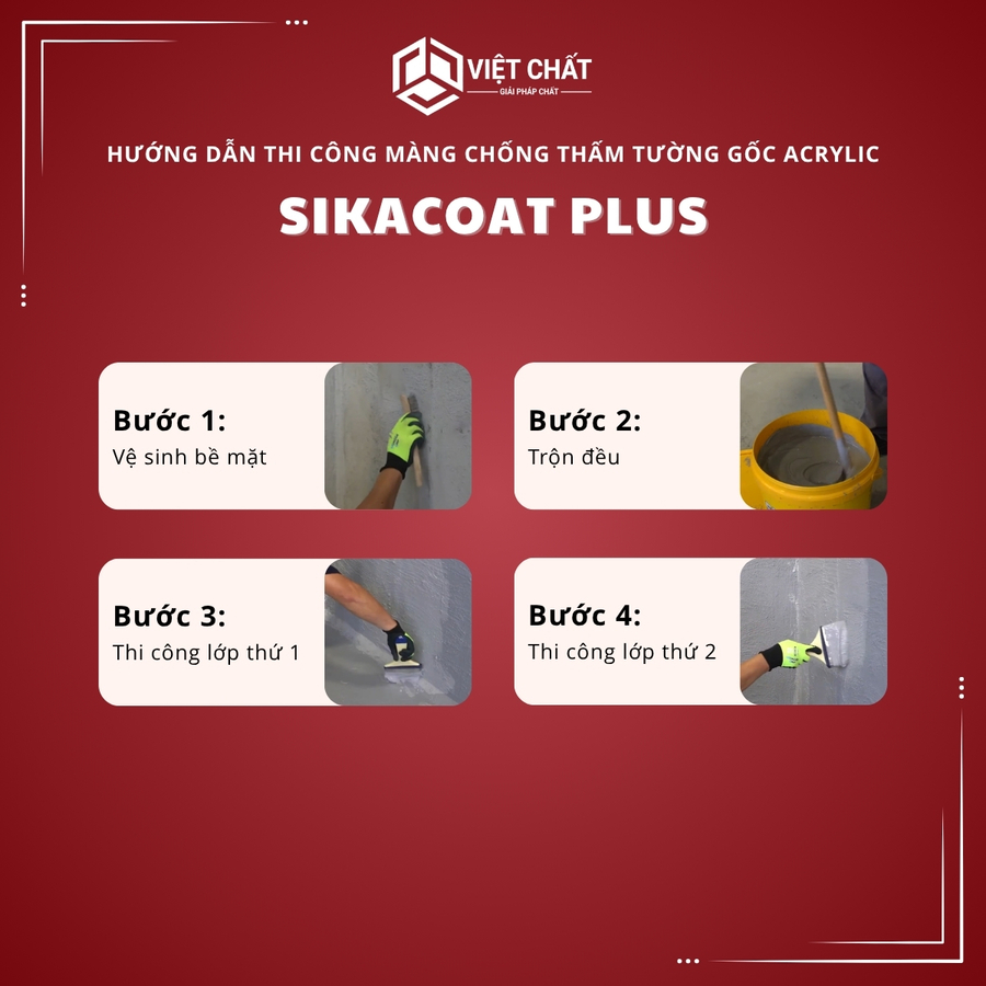 Màng chống thấm tường gốc Acrylic SikaCoat Plus