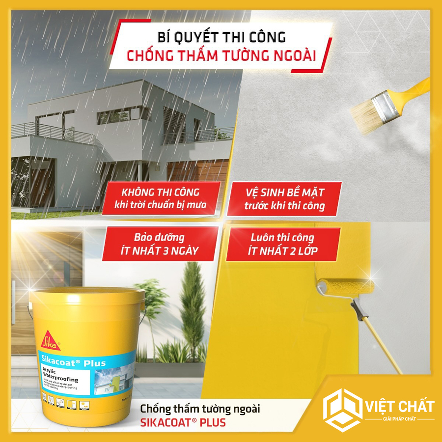 Màng chống thấm tường gốc Acrylic SikaCoat Plus