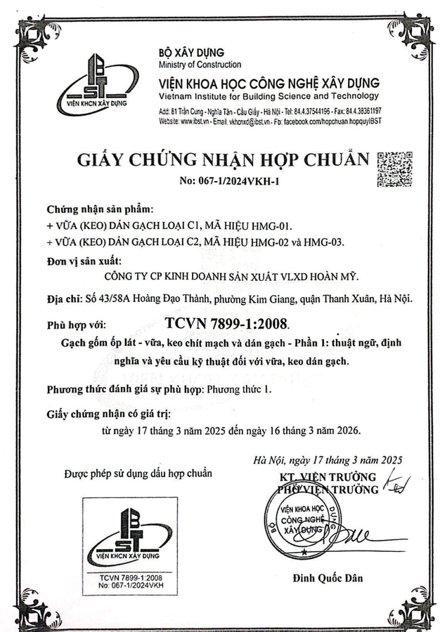 Keo dán gạch Hoàn Mỹ HMG-02