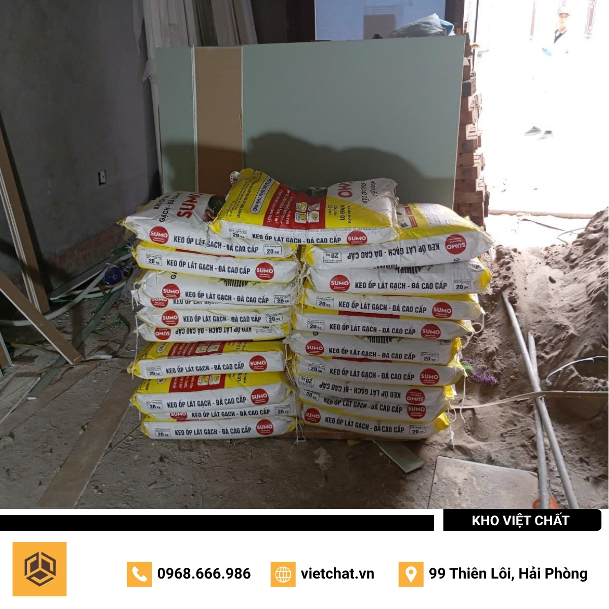 đơn hàng keo dán gạch Hoàn Mỹ SUMO mà Kho Việt Chất đã giao