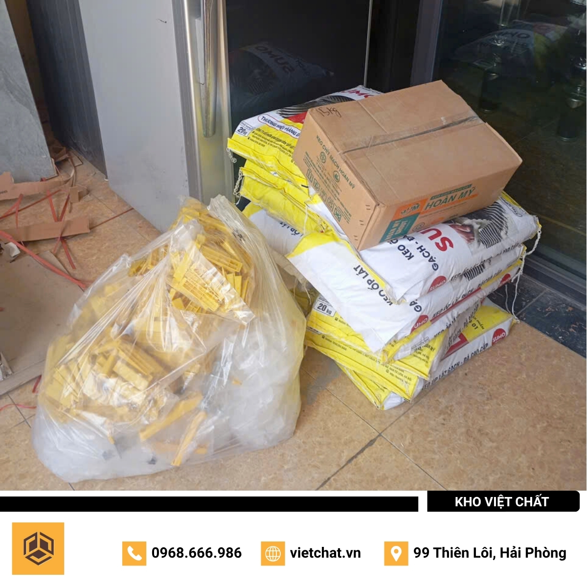 đơn hàng keo dán gạch Hoàn Mỹ SUMO mà Kho Việt Chất đã giao