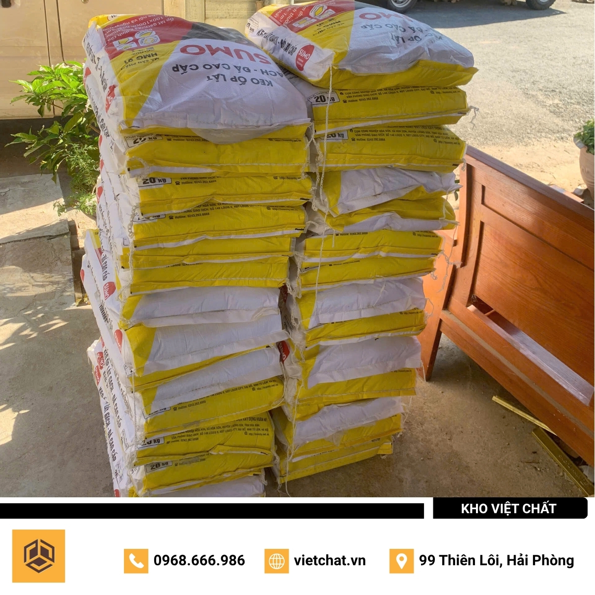 đơn hàng keo dán gạch Hoàn Mỹ SUMO mà Kho Việt Chất đã giao