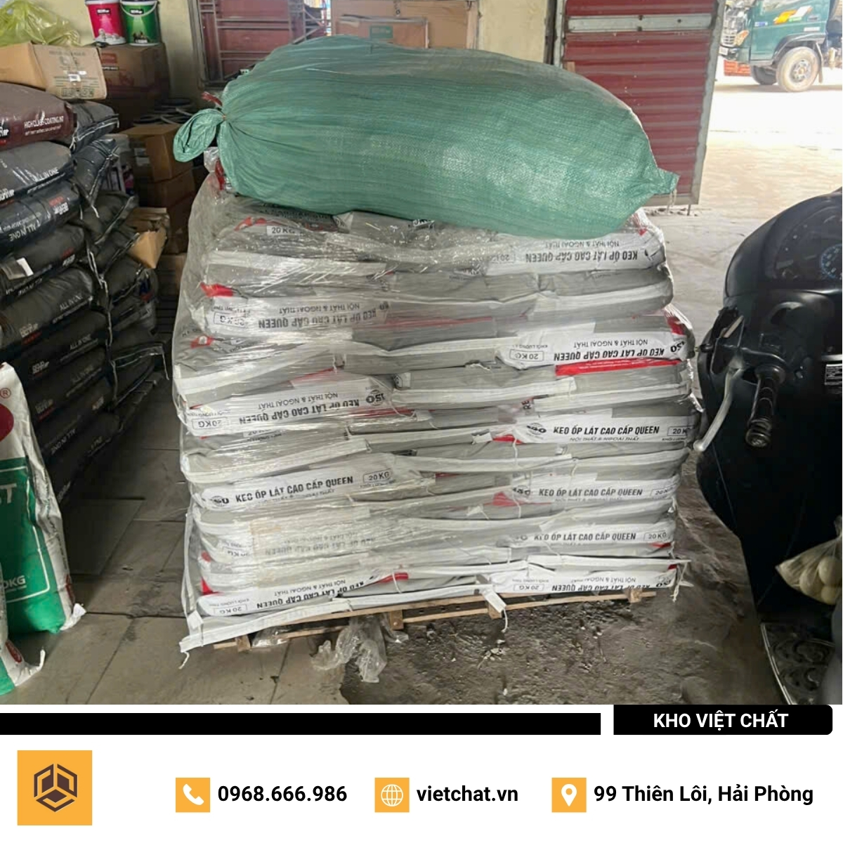 đơn hàng keo dán gạch Queen mà Kho Việt Chất đã giao