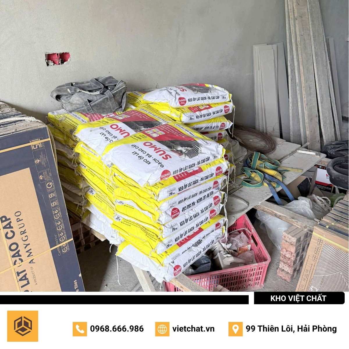 đơn hàng keo dán gạch Hoàn Mỹ SUMO mà Kho Việt Chất đã giao