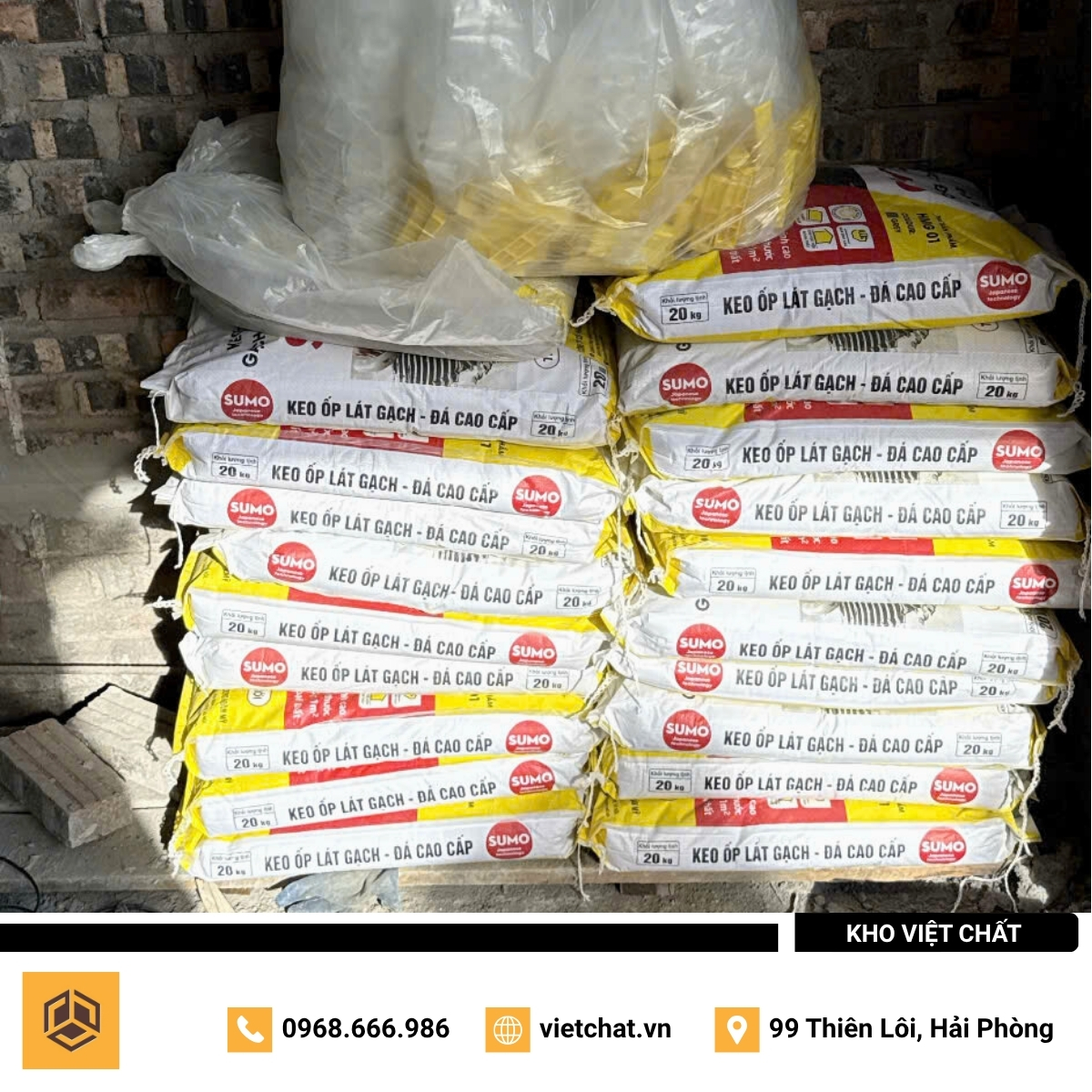 đơn hàng keo dán gạch Hoàn Mỹ SUMO mà Kho Việt Chất đã giao