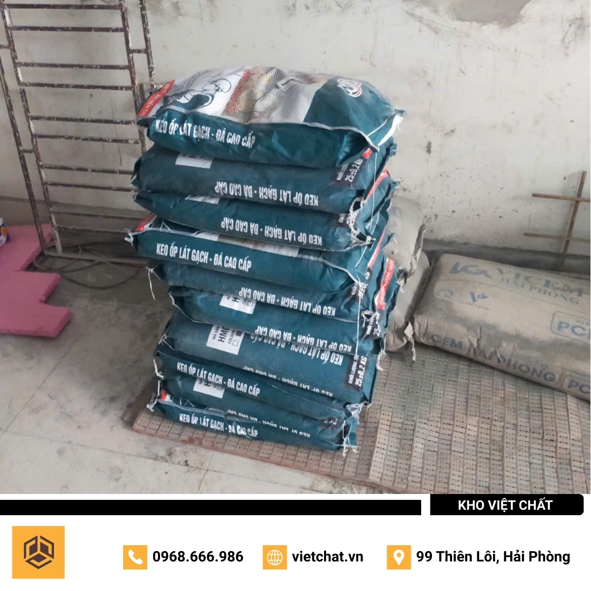 đơn hàng keo dán gạch Hoàn Mỹ HMG-02 mà Kho Việt Chất đã giao