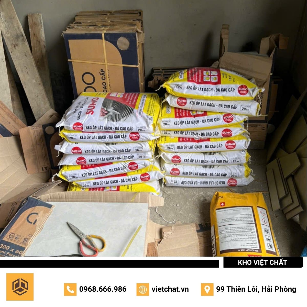 đơn hàng keo dán gạch Hoàn Mỹ SUMO mà Kho Việt Chất đã giao