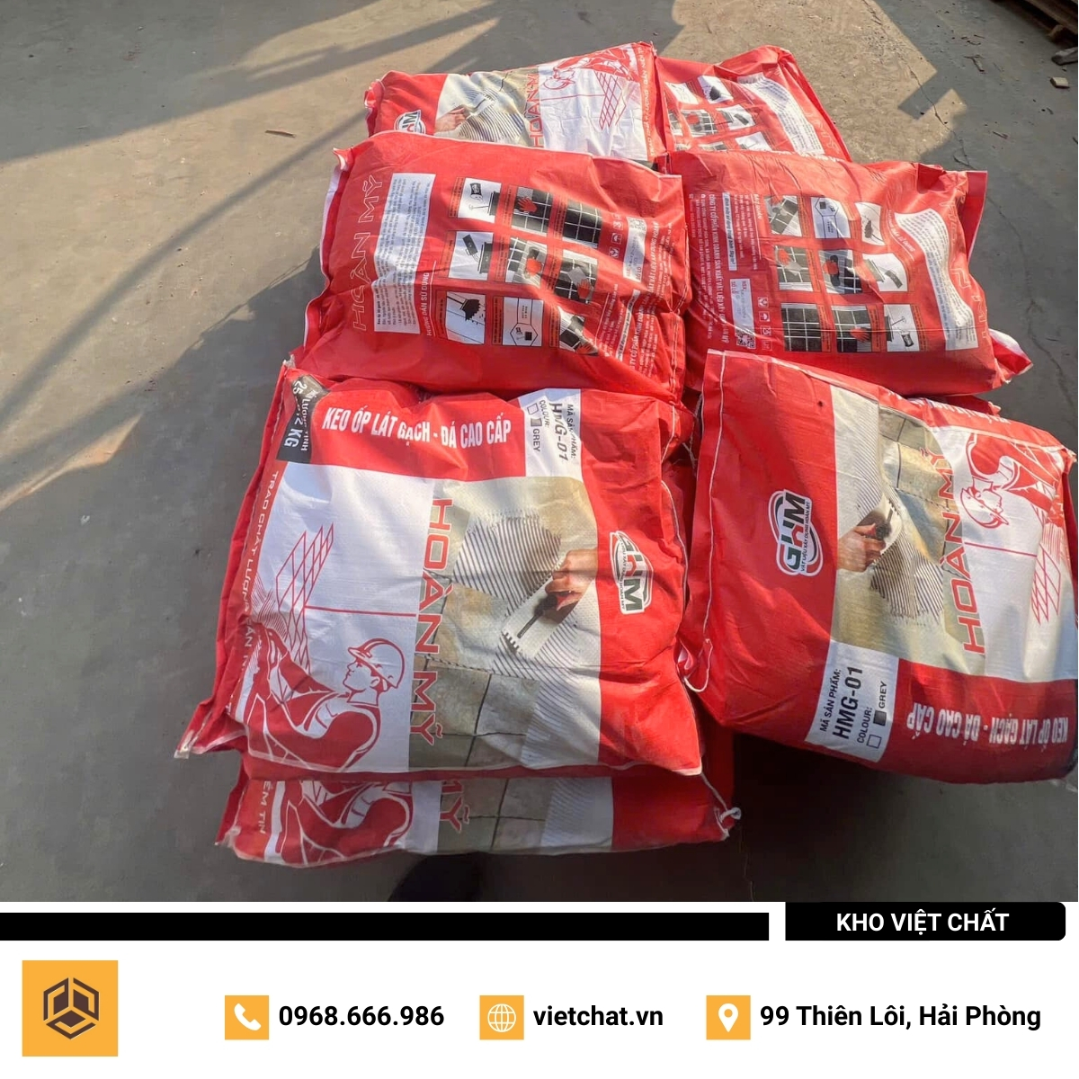 đơn hàng keo dán gạch Hoàn Mỹ HMG-01 mà Kho Việt Chất đã giao