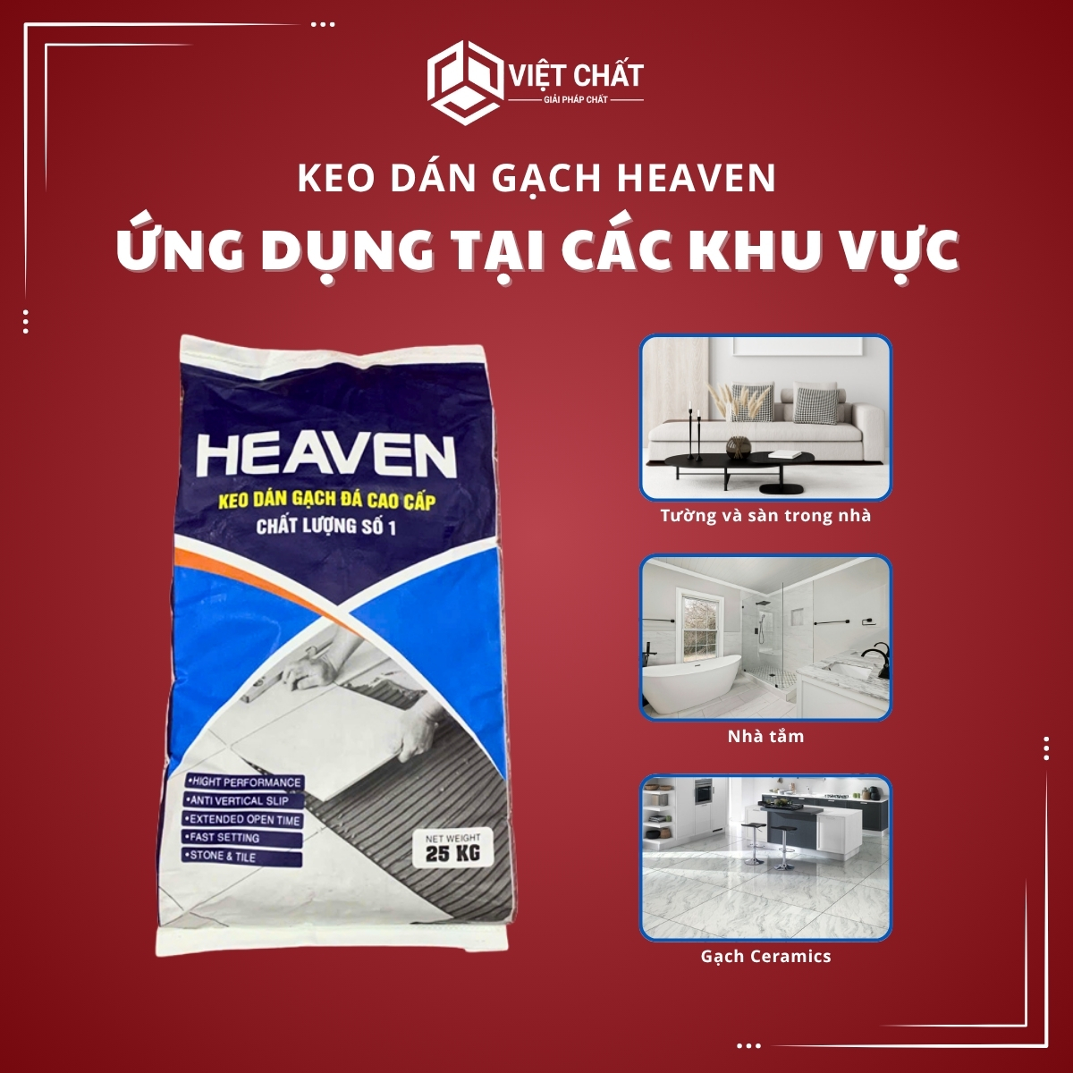 Ứng dụng của Keo dán gạch Heaven