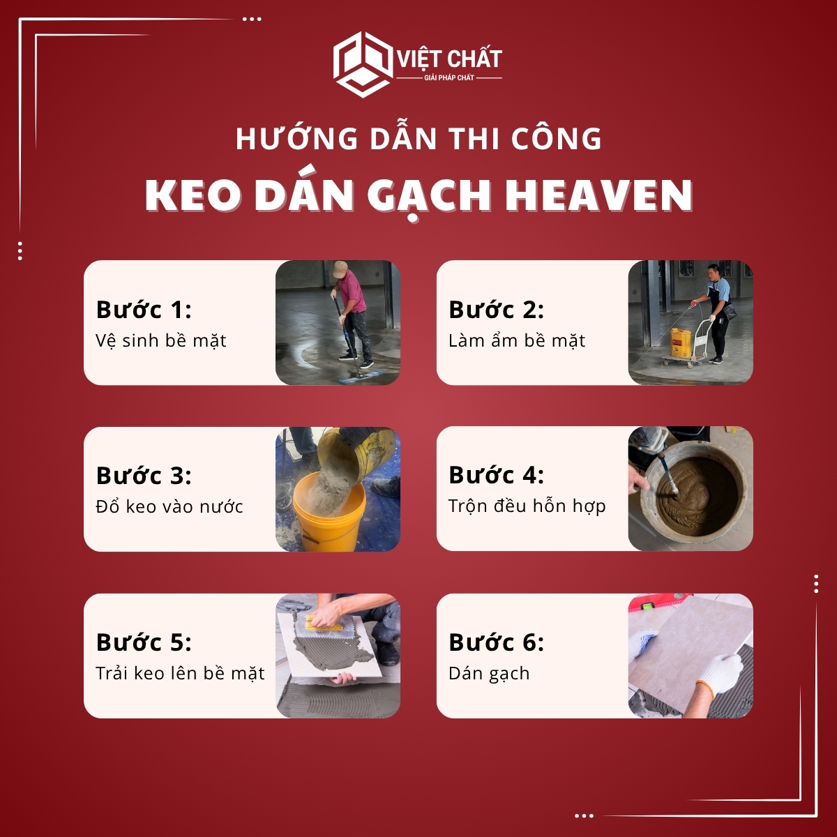 Hướng dẫn thi công Keo dán gạch Heaven