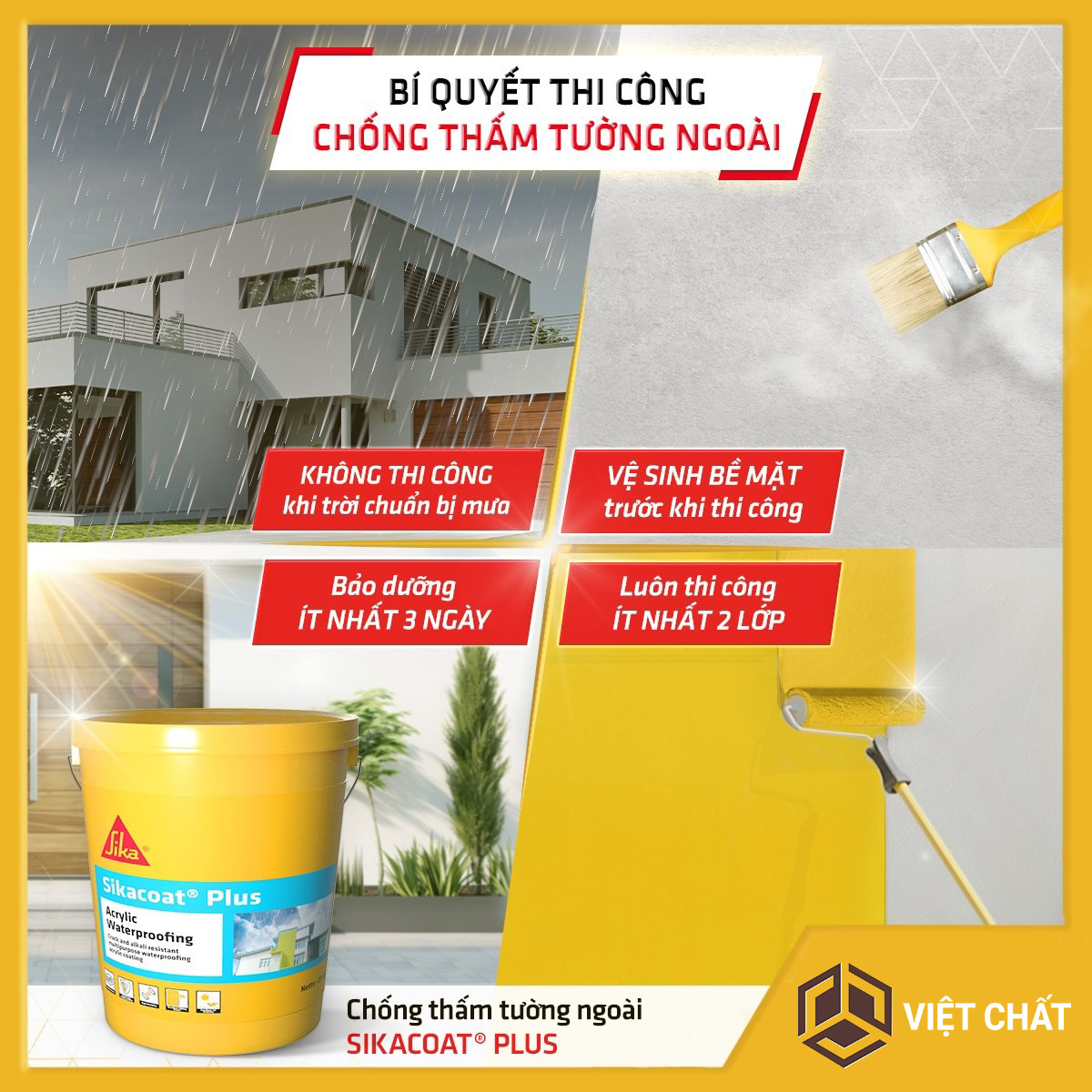 màng chống thấm tường gốc Acrylic SikaCoat Plus 20Kg